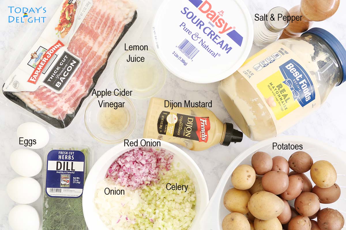 Ingredients to make dill potato salad.
