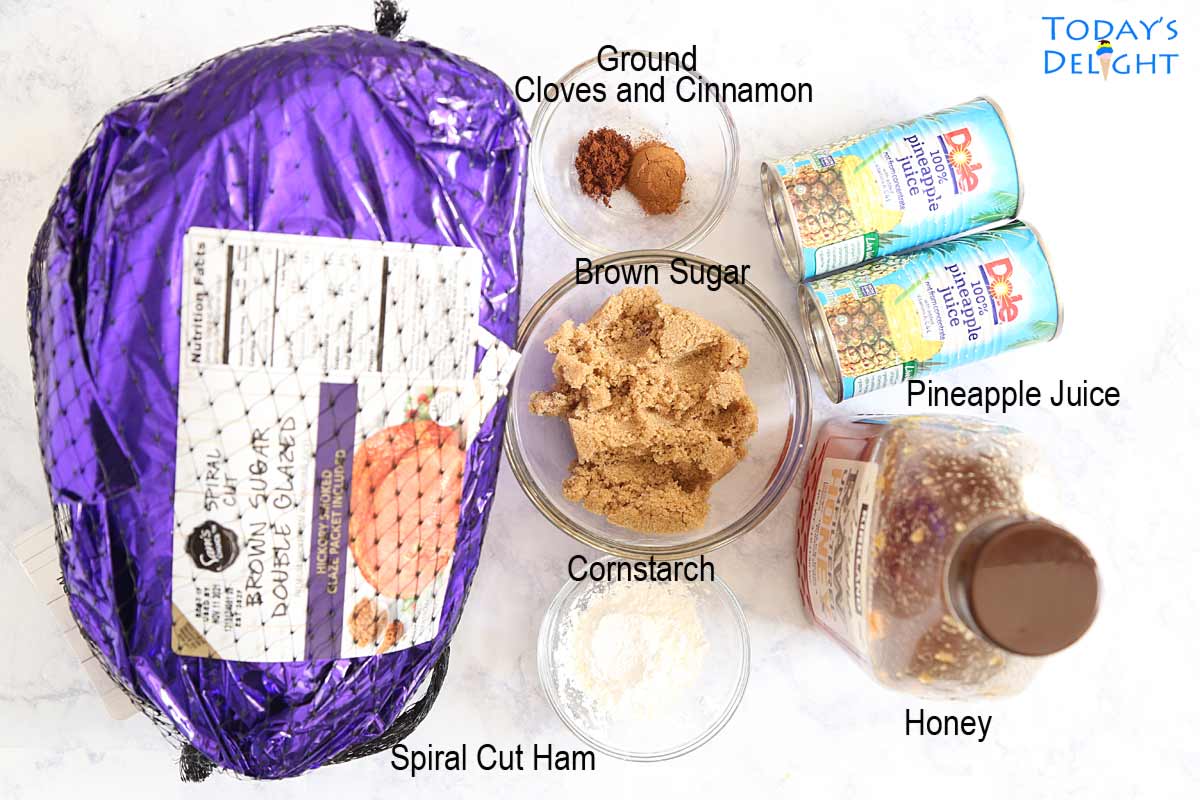Honey pineapple ham ingredients.