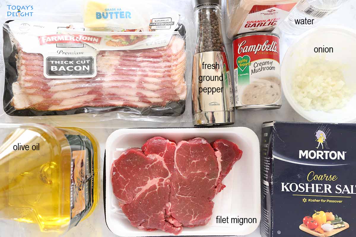 Ingredient for Filet Mignon and mushroom sauce.