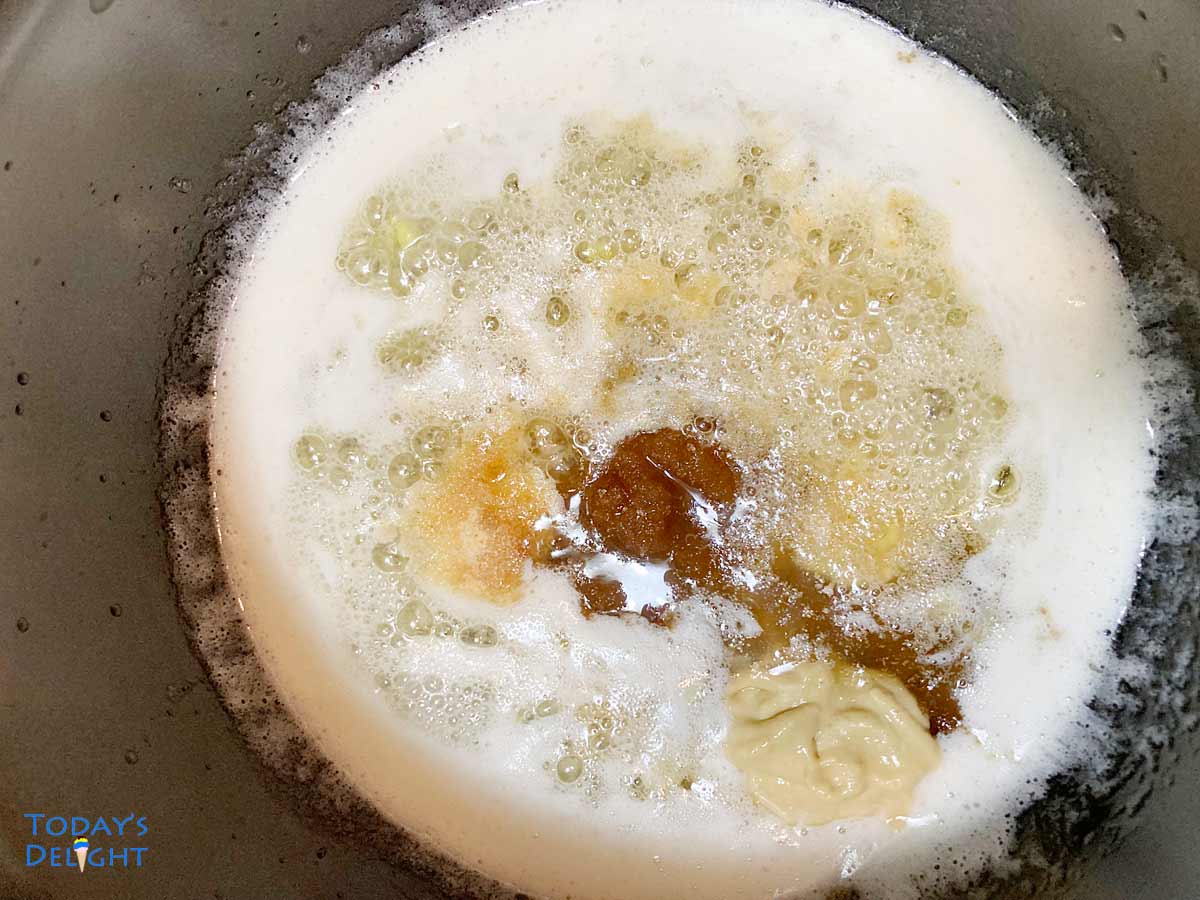Making butter onion sauce in sauce pan for sliders.