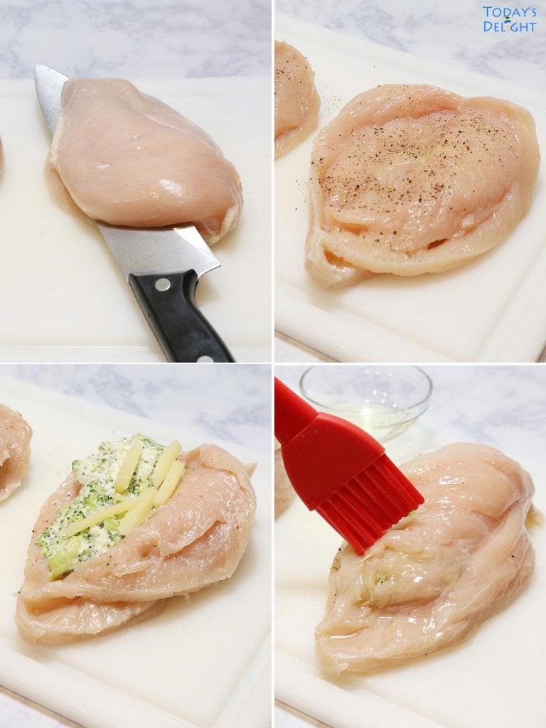 Four steps to stuff chicken breast.
